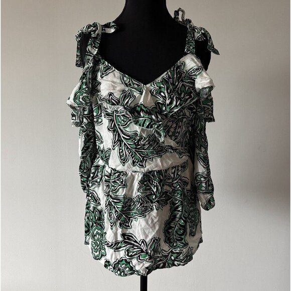 Cato Women’s Cold Shoulder Tropical Blouse Top Women’s Medium Resort Beachy NWT - Picture 2 of 15